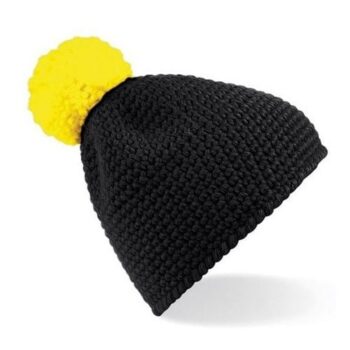 Beechfield Slopeside Waffle Beanie - Black/Yellow