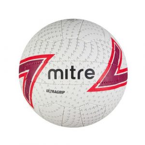 Mitre Ultragrip 18 Panel Netball (White/Red/Black)