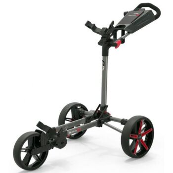 Powakaddy DLX Lite FF 3 Wheel Golf Trolley - Gunmetal/Red