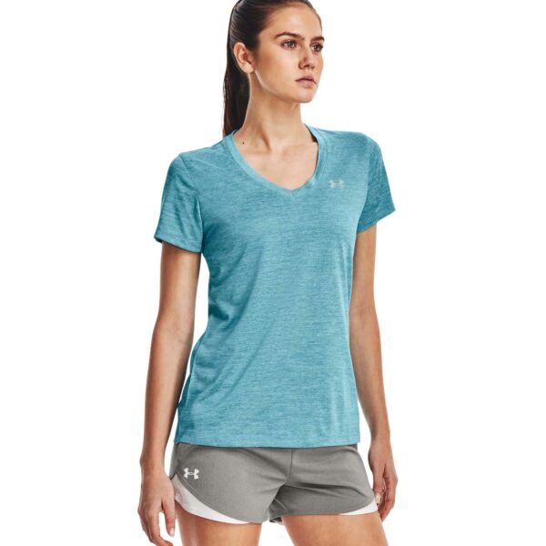 Under Armour Ladies Tech Twist V-Neck - Blue/Silver