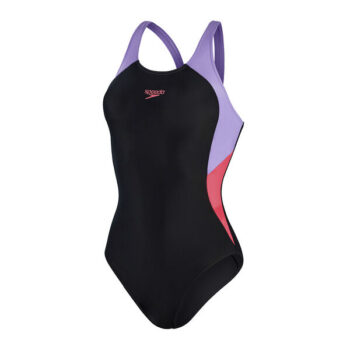 Speedo Splice Muscleback One Piece Swimsuit - Black/Lilac