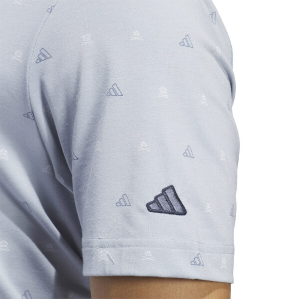 adidas Mens Go-To Mini-Crest Print Polo Shirt - Grey - Image 2
