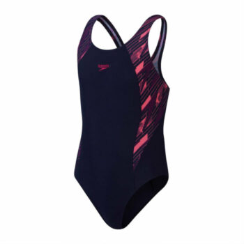 Speedo Hyperboom Splice Muscleback Girls Swimsuit - Navy/Pink