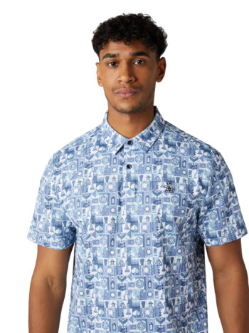 Original Penguin Golf Novelty Grid Print Golf Polo