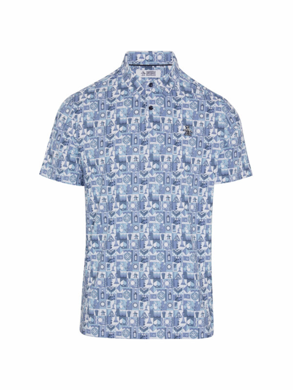 Original Penguin Golf Novelty Grid Print Golf Polo
