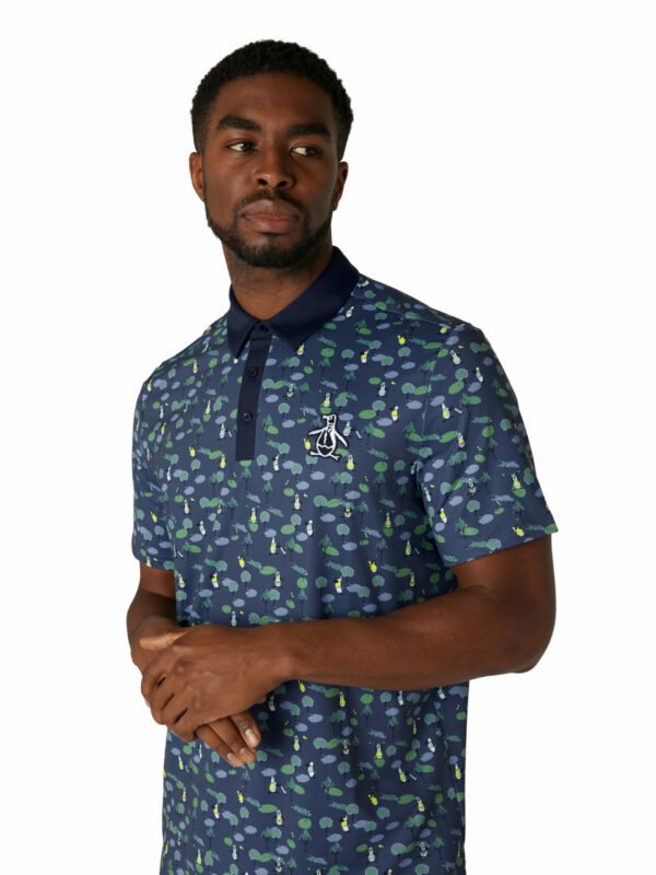 OGKSE007-417 Original Penguin Golf Pete on the Course Print Golf Polo