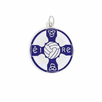 Gaelic Football Silver Celtic Cross Medal - Blue
