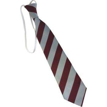 School Striped Elastic Tie maroon white (silver)