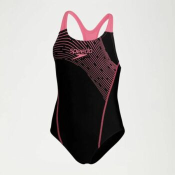 Speedo Kids' Medley Logo Medalist Swimsuit - Black/Pink