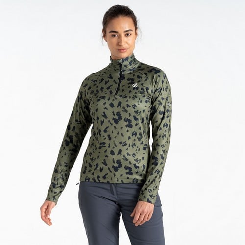 Women's Divulge Lightweight Core Stretch Midlayer | Olivine Green Dash Print