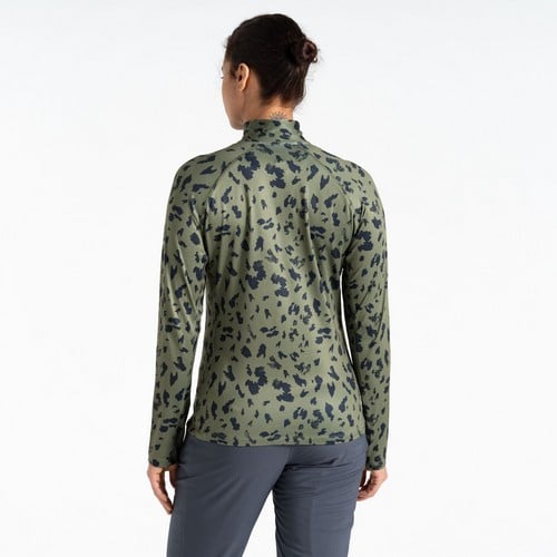 Women's Divulge Lightweight Core Stretch Midlayer | Olivine Green Dash Print
