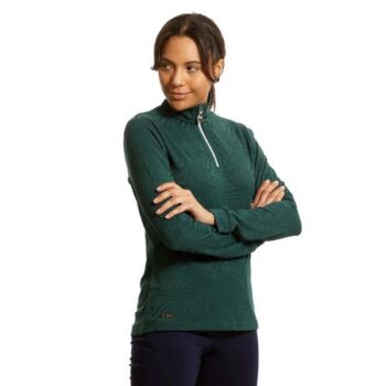 Island Green Ladies Qtr Zip Jacquard Knit Top Layer teal