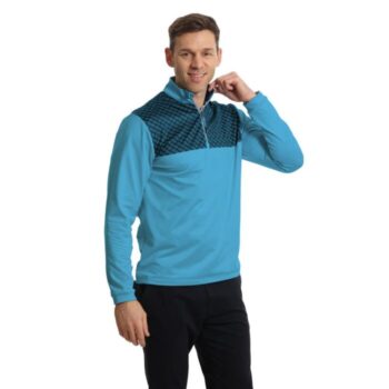 Island Green Dash Print Mens Golf Sweater - Blue/Black