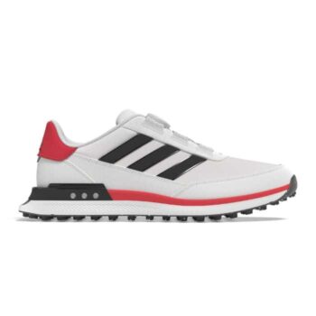 adidas S2G Boa Spikeless Golf Shoes - White/Black/Red
