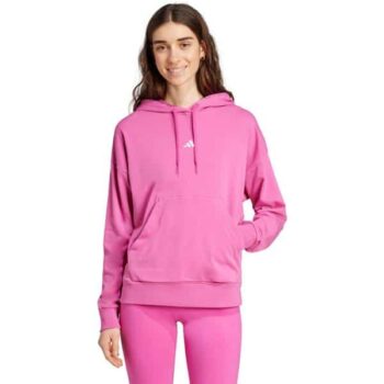 adidas Ladies Small Logo French Terry Hoodie - Pink/Fuchsia