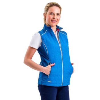 Island Green Ladies Contrast Piping Padded Gilet - Blue/White