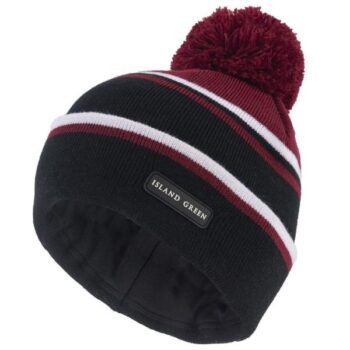 Island Green Golf Knitted Bobble Hat - Black/Red/White