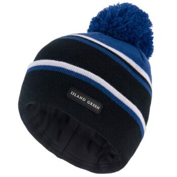 Island Green Golf Knitted Bobble Hat - Charcoal/Blue
