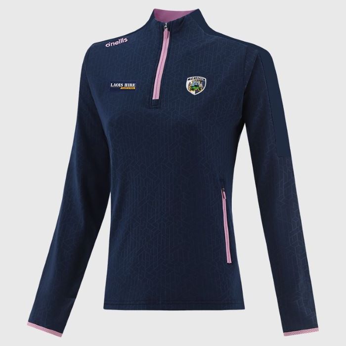 Laois GAA O'Neills Women's Hydra Brushed Half Zip Top - Marine/Pink