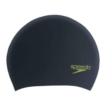 Speedo Junior Long Hair Silicone Cap - Black/Green