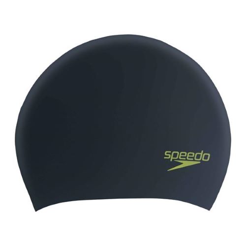 Speedo Junior Long Hair Silicone Cap - Black/Green
