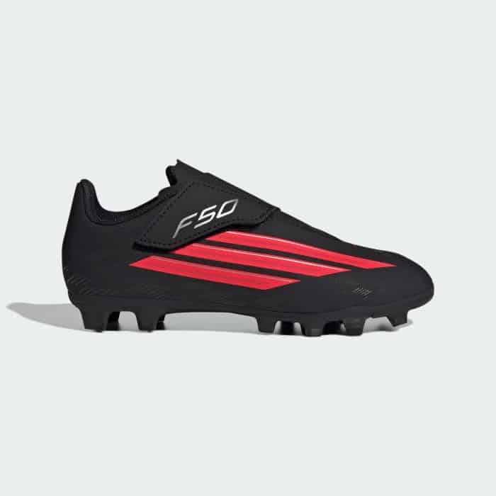 adidas F50 Club Velcro FG Kids Football Boots - Black/Red/White