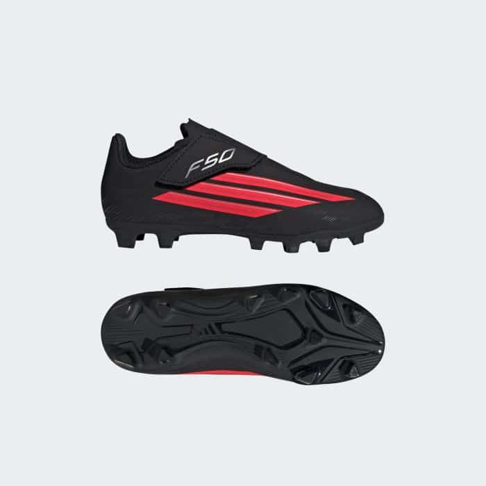 adidas F50 Club Velcro FG Kids Football Boots - Black/Red/White - Image 4