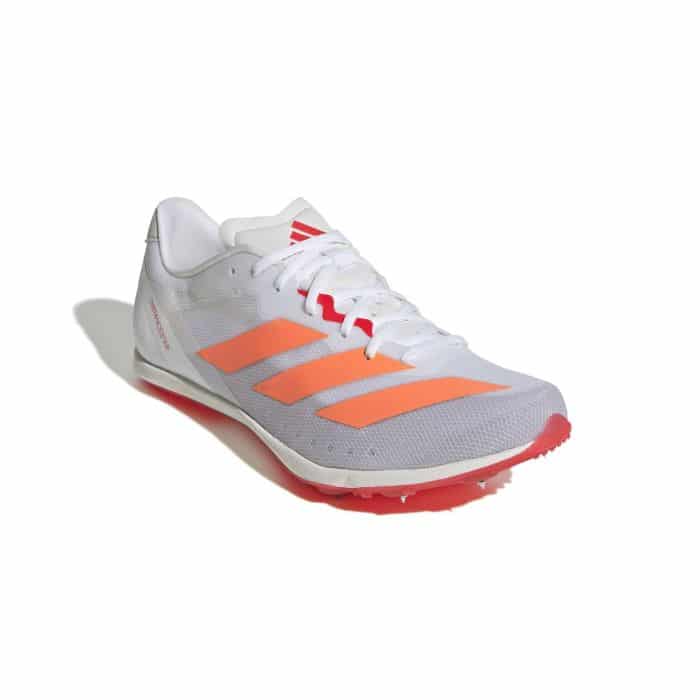 adidas DistanceStar Adult Running Spikes - White/Orange - Image 2
