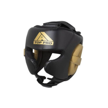 Top Pro 360 Leather Sparring Headguard - Black/Gold