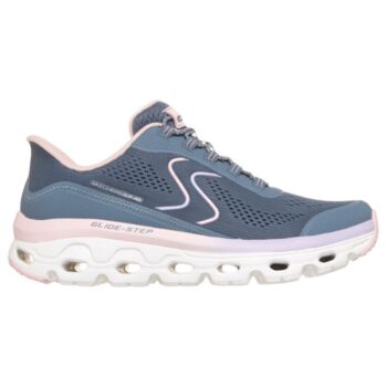Skechers Ladies Glide Step Sole Trainers - Slate/Pink