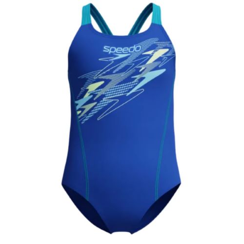 Speedo Girls Medley Logo Medalist Swimsuit - Blue