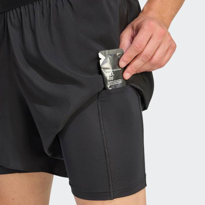 adidas Mens adi365 Running Essentials 2in1 Shorts - Black
