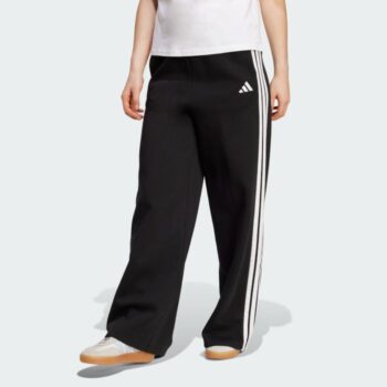 adidas Ladies 3-Stripes Fleece Wide Pant - Black