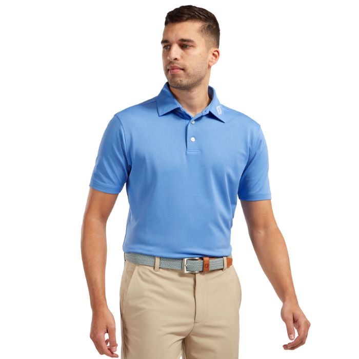 FootJoy Stretch Pique Solid Polo Shirt - Light Blue